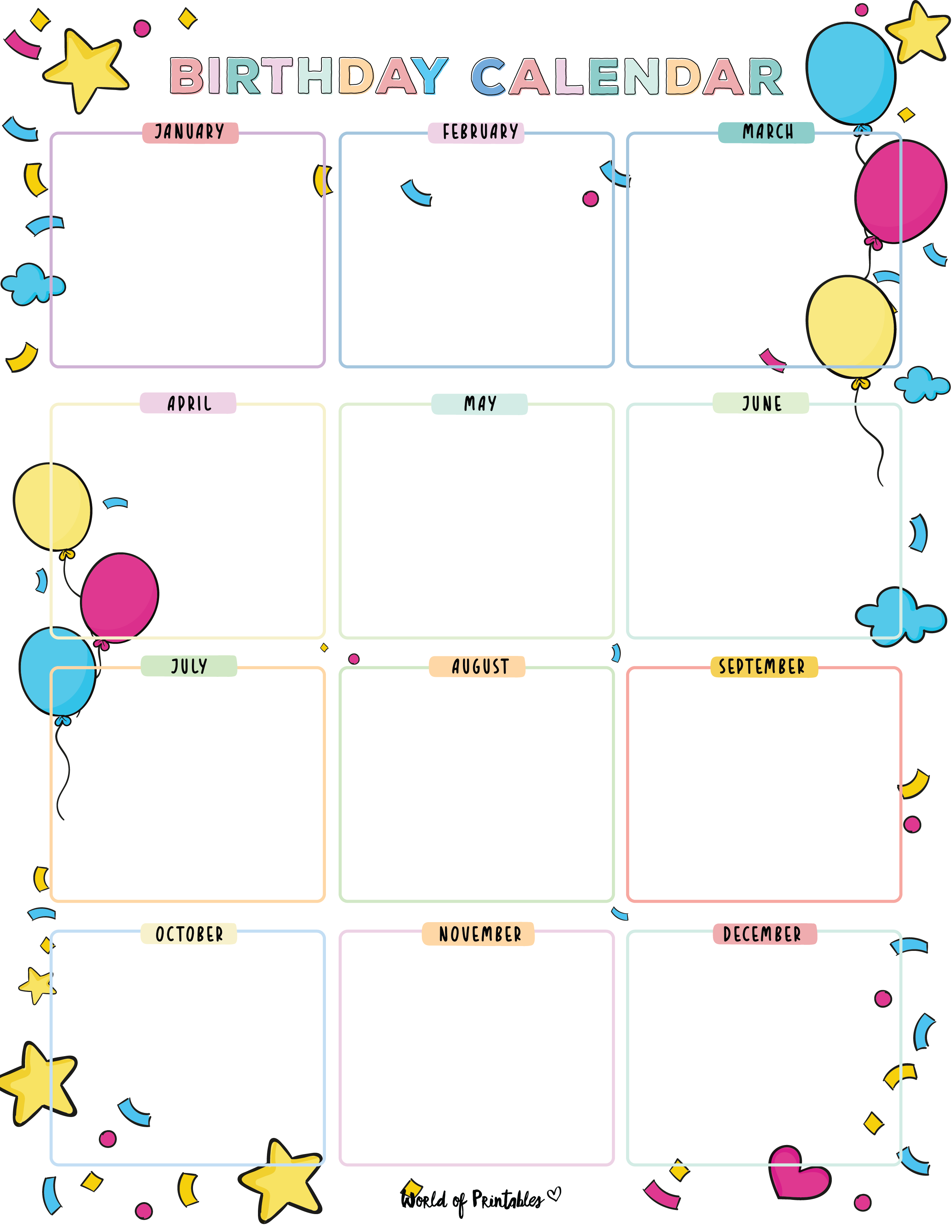 12 month birthday calendar free printable 18