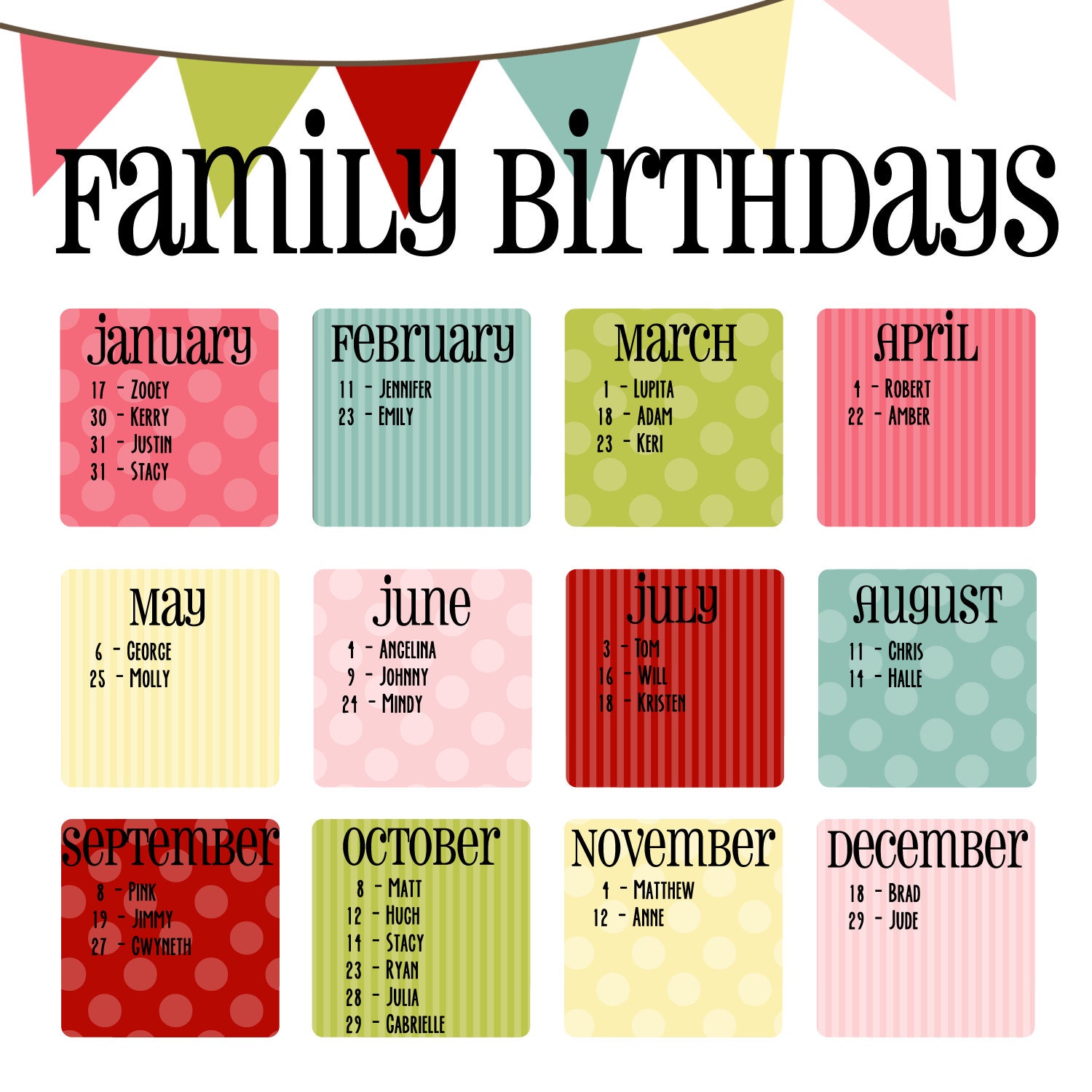 12 month birthday calendar free printable 27