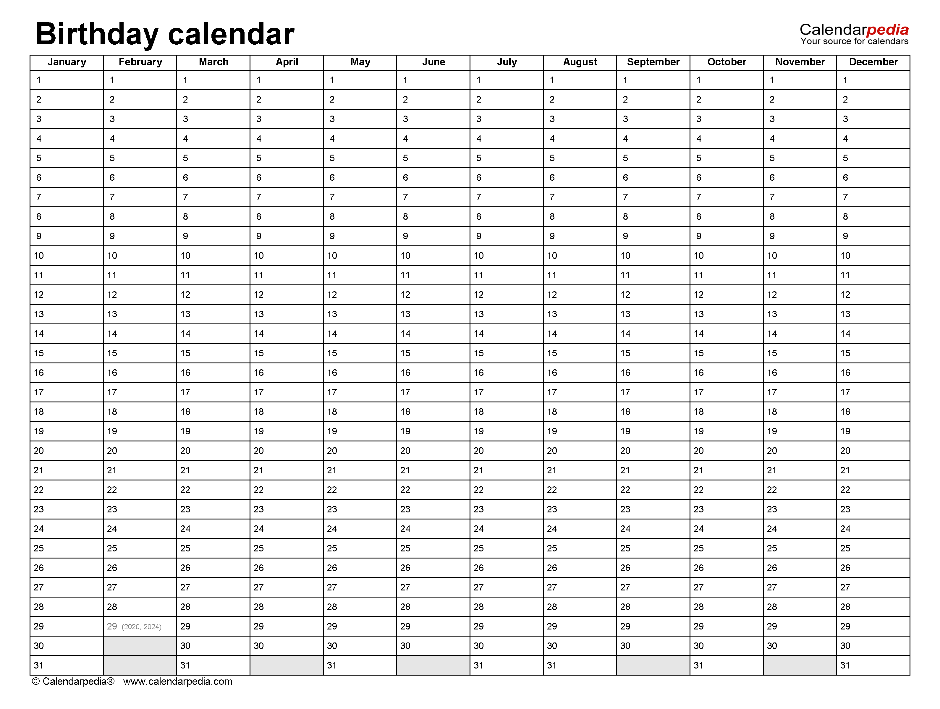 12 month birthday calendar free printable 46