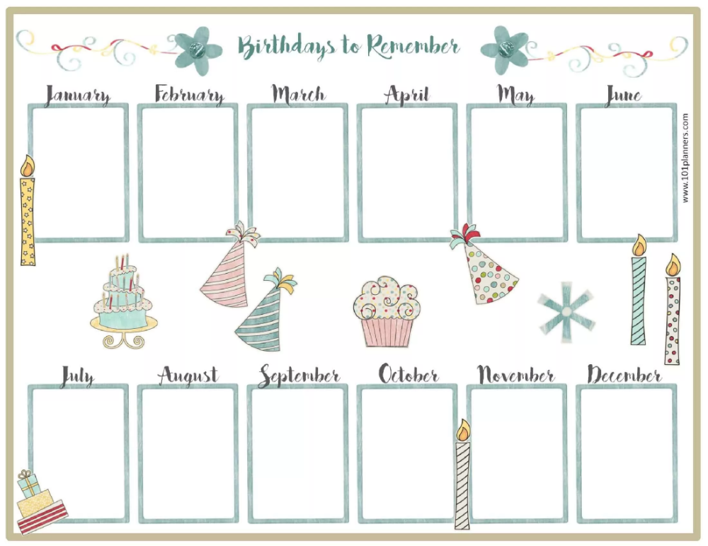 12 month birthday calendar free printable 51