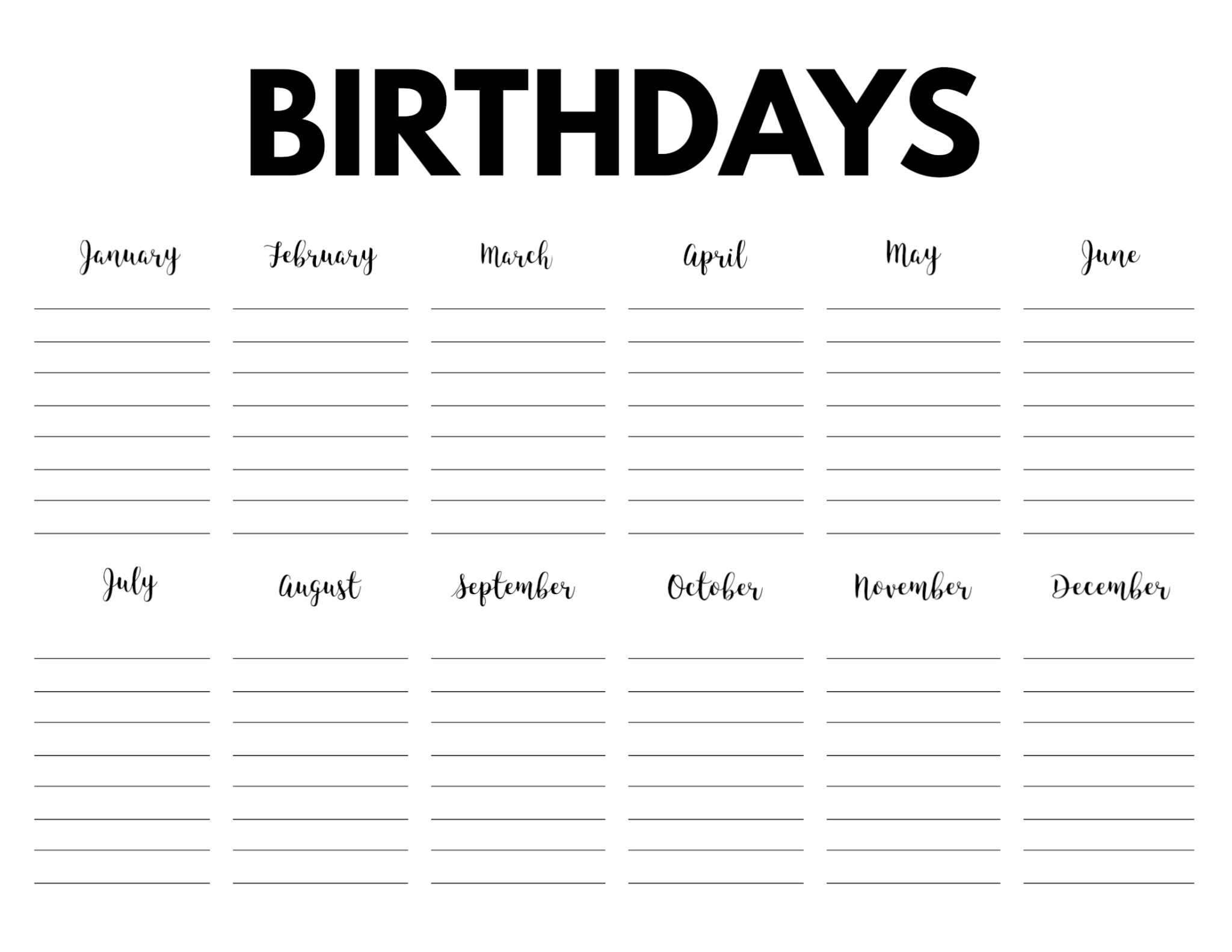 12 month birthday calendar free printable 63