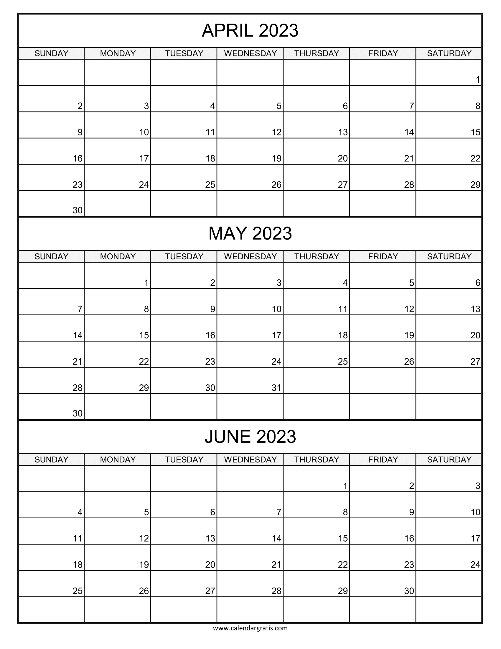 3 month calendar april free printable 1