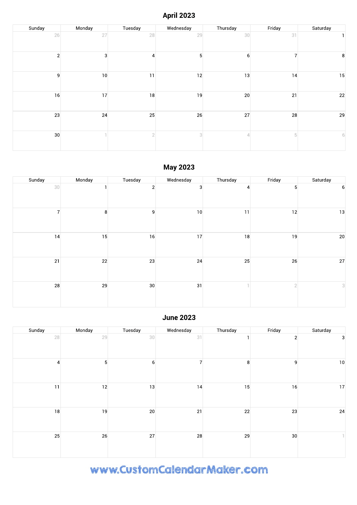 3 month calendar april free printable 13