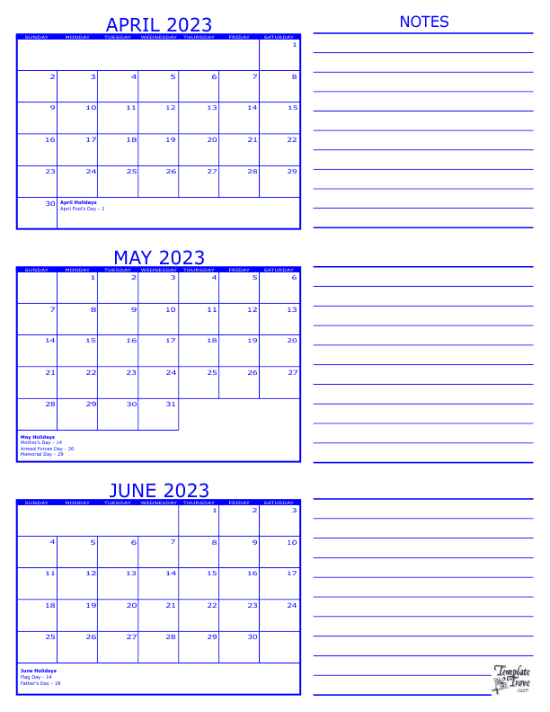 3 month calendar april free printable 21