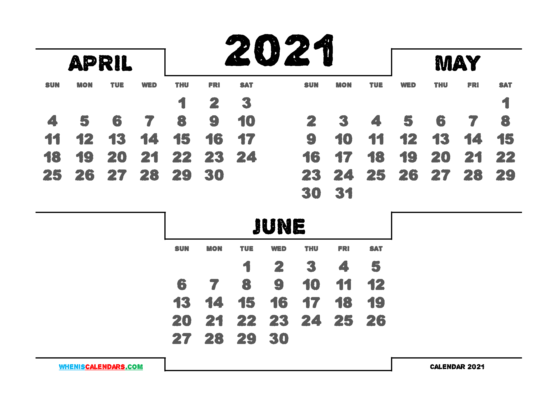 3 month calendar april free printable 3