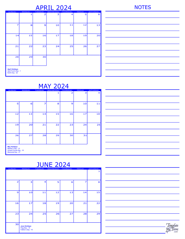 3 month calendar april free printable 40