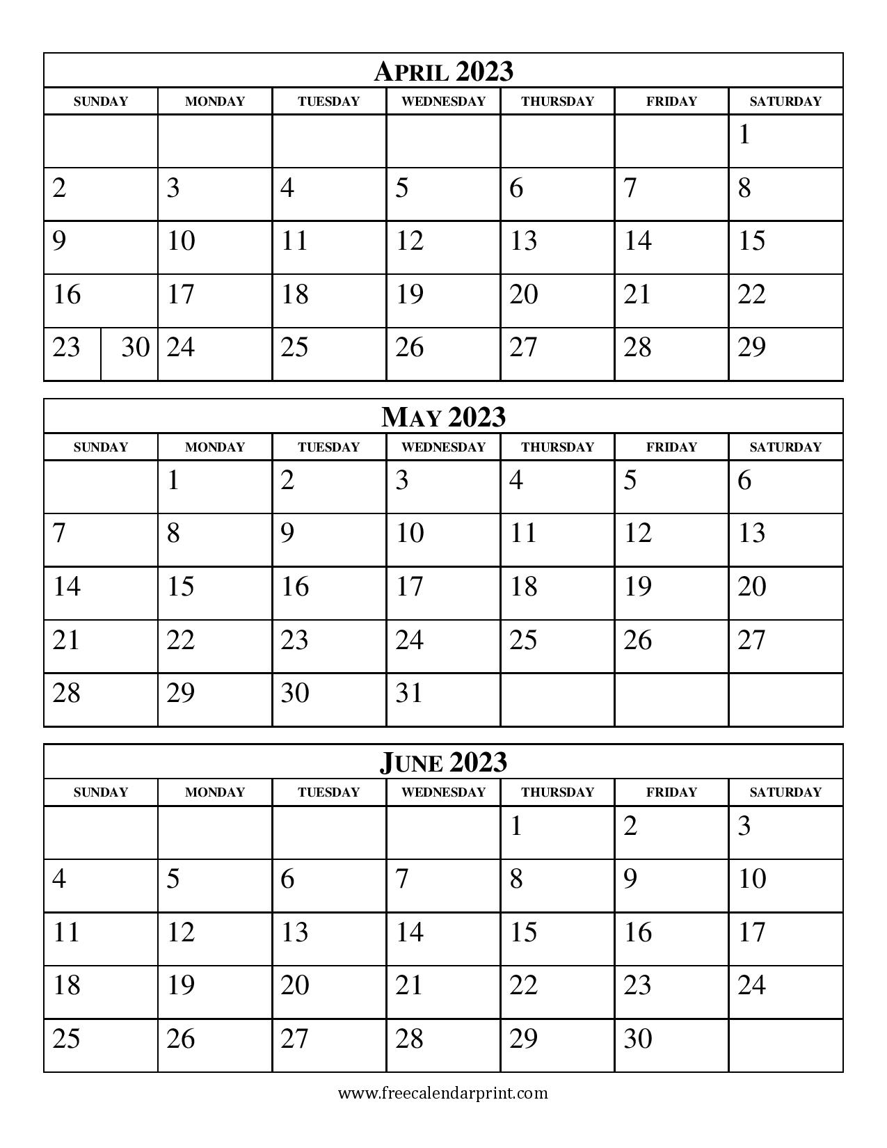 3 month calendar april free printable 8