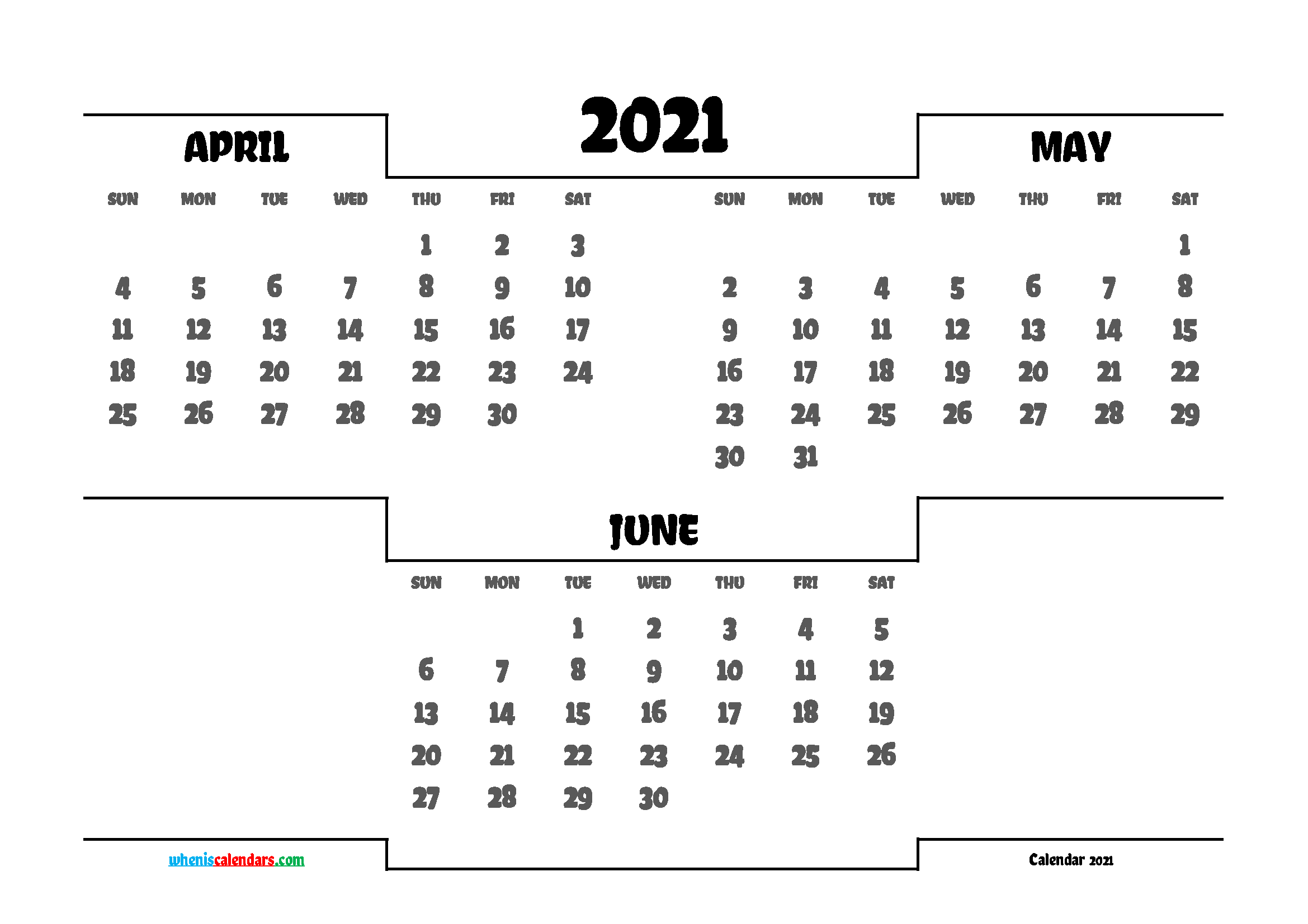 3 month calendar april free printable 9