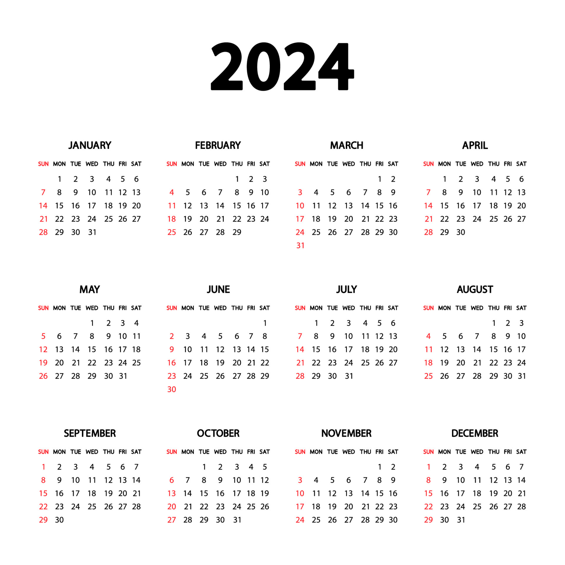 large printable numbers for calendar 2024 24