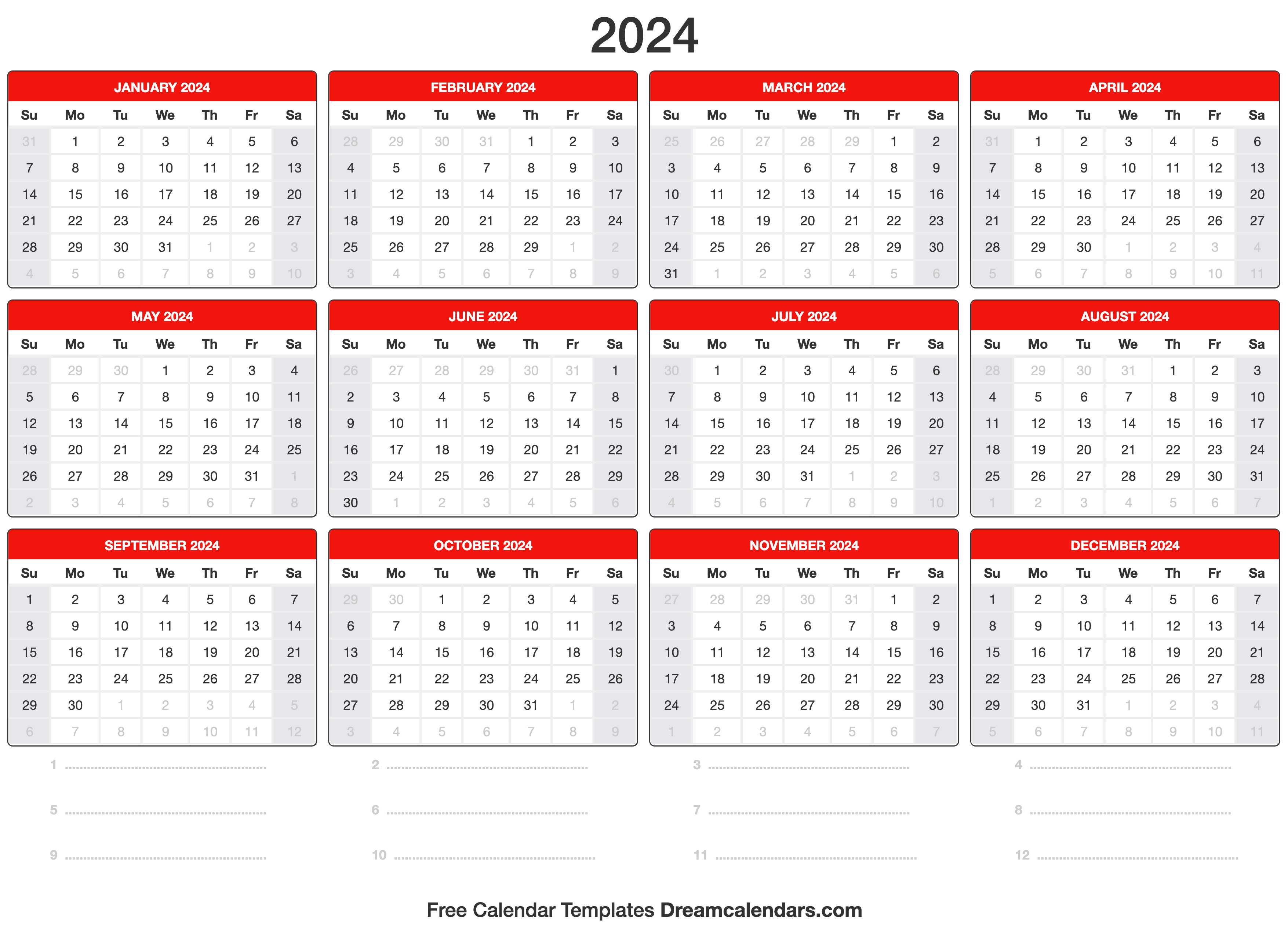 large printable numbers for calendar 2024 4
