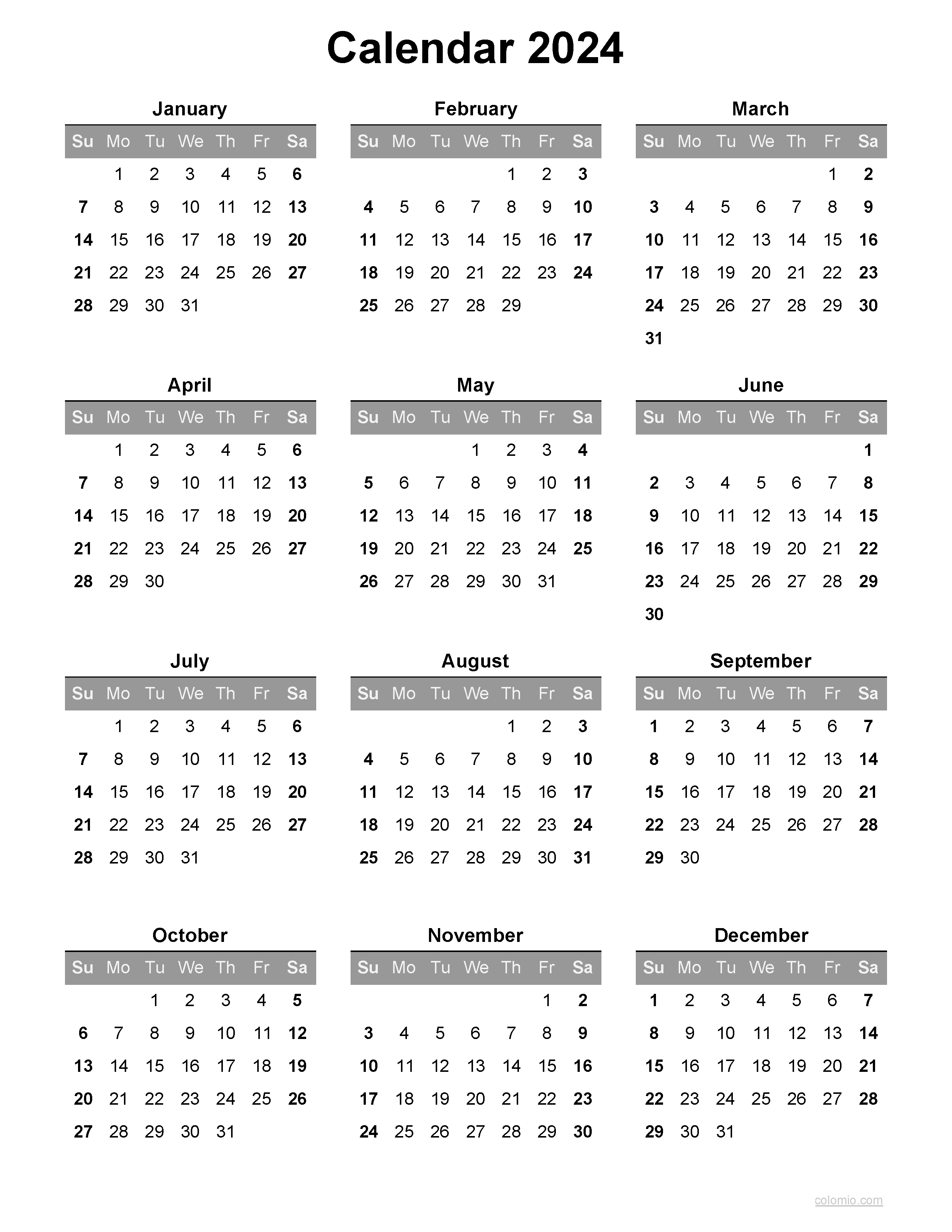 multiple year printable calendar 2024 10