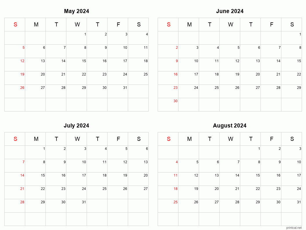 multiple year printable calendar 2024 28