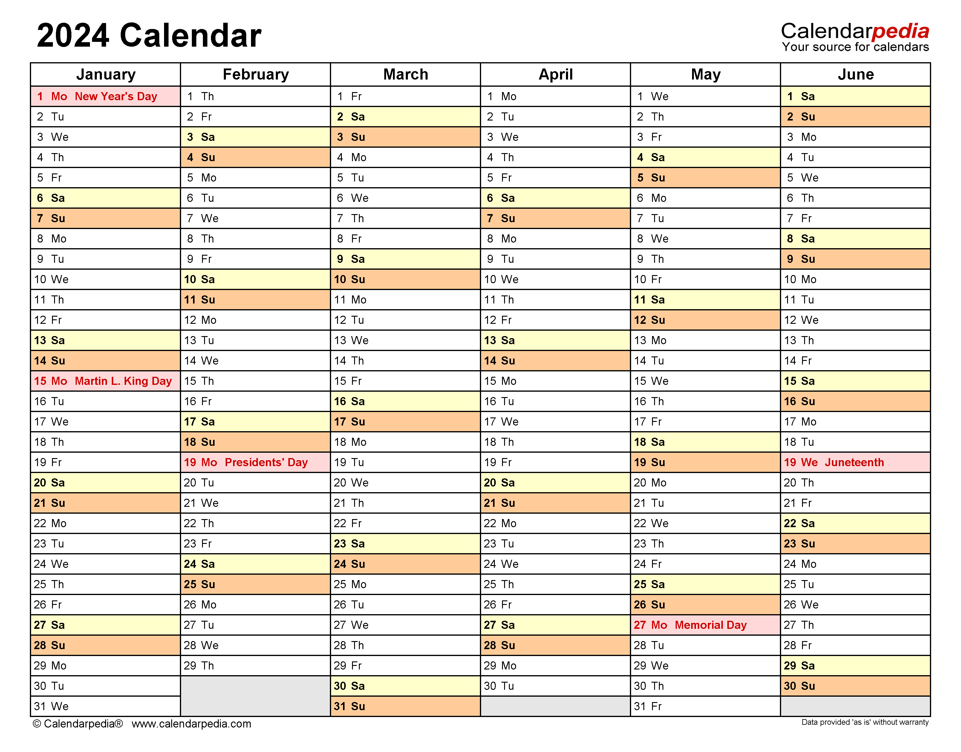 multiple year printable calendar 2024 30