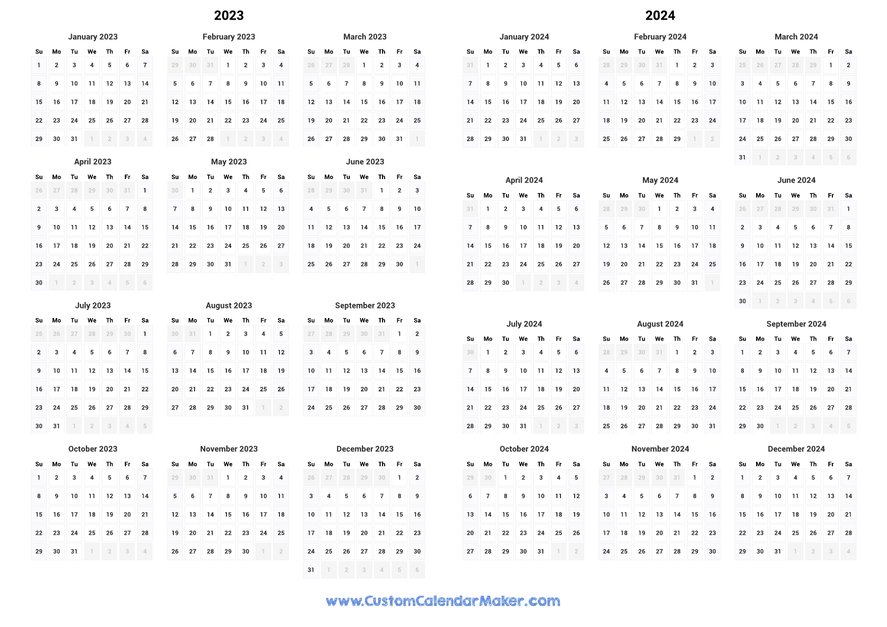 multiple year printable calendar 2024 55