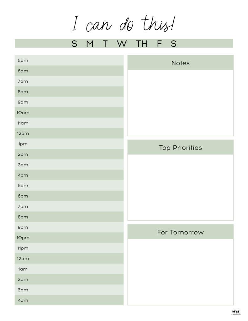 printable daily hourly calendars 7