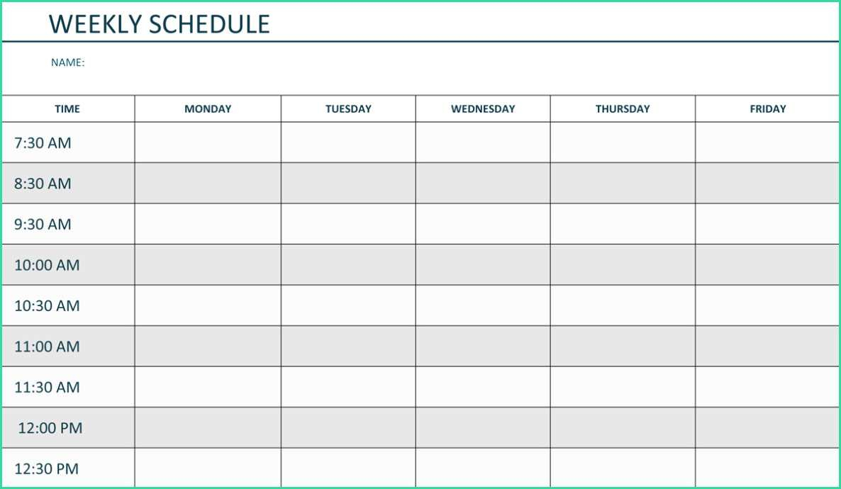work planner monday to friday 11
