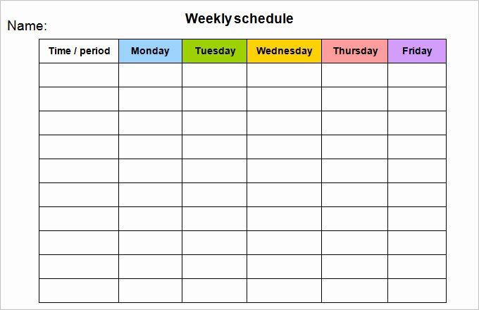 work planner monday to friday 15
