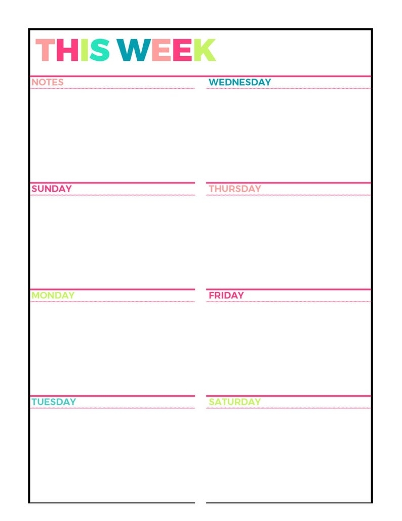 work planner monday to friday 20