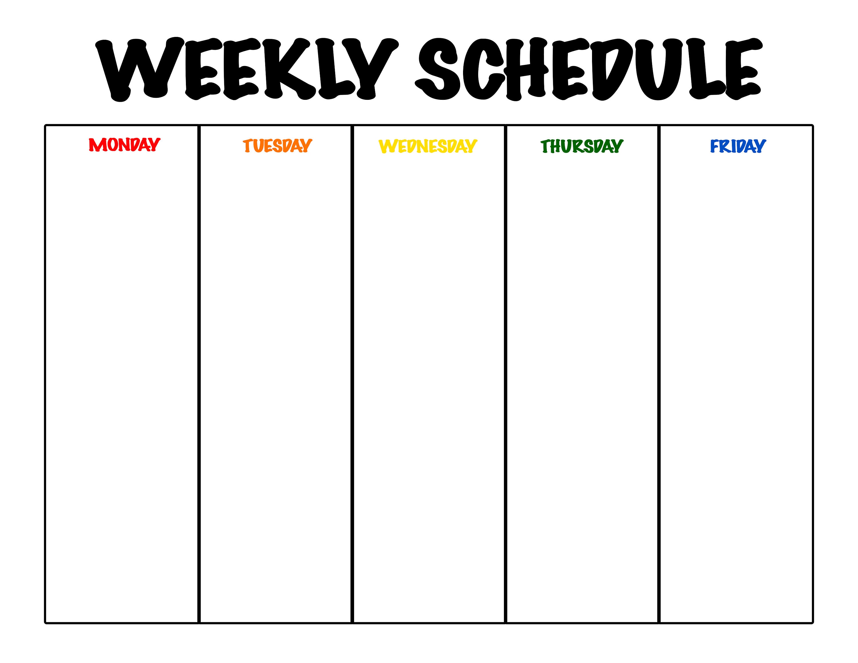 work planner monday to friday 29