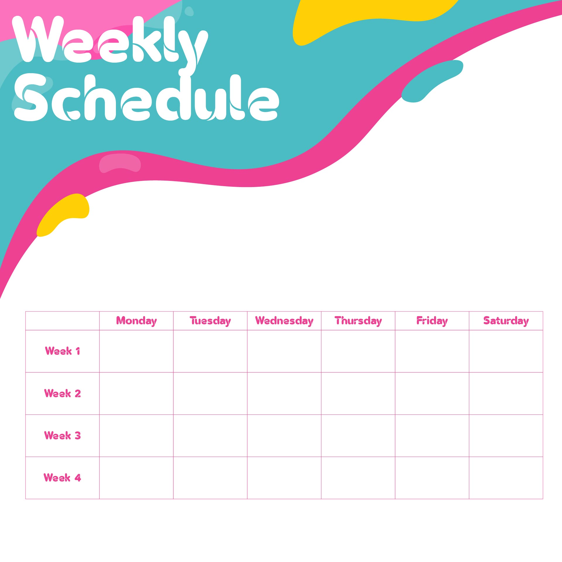 work planner monday to friday 3
