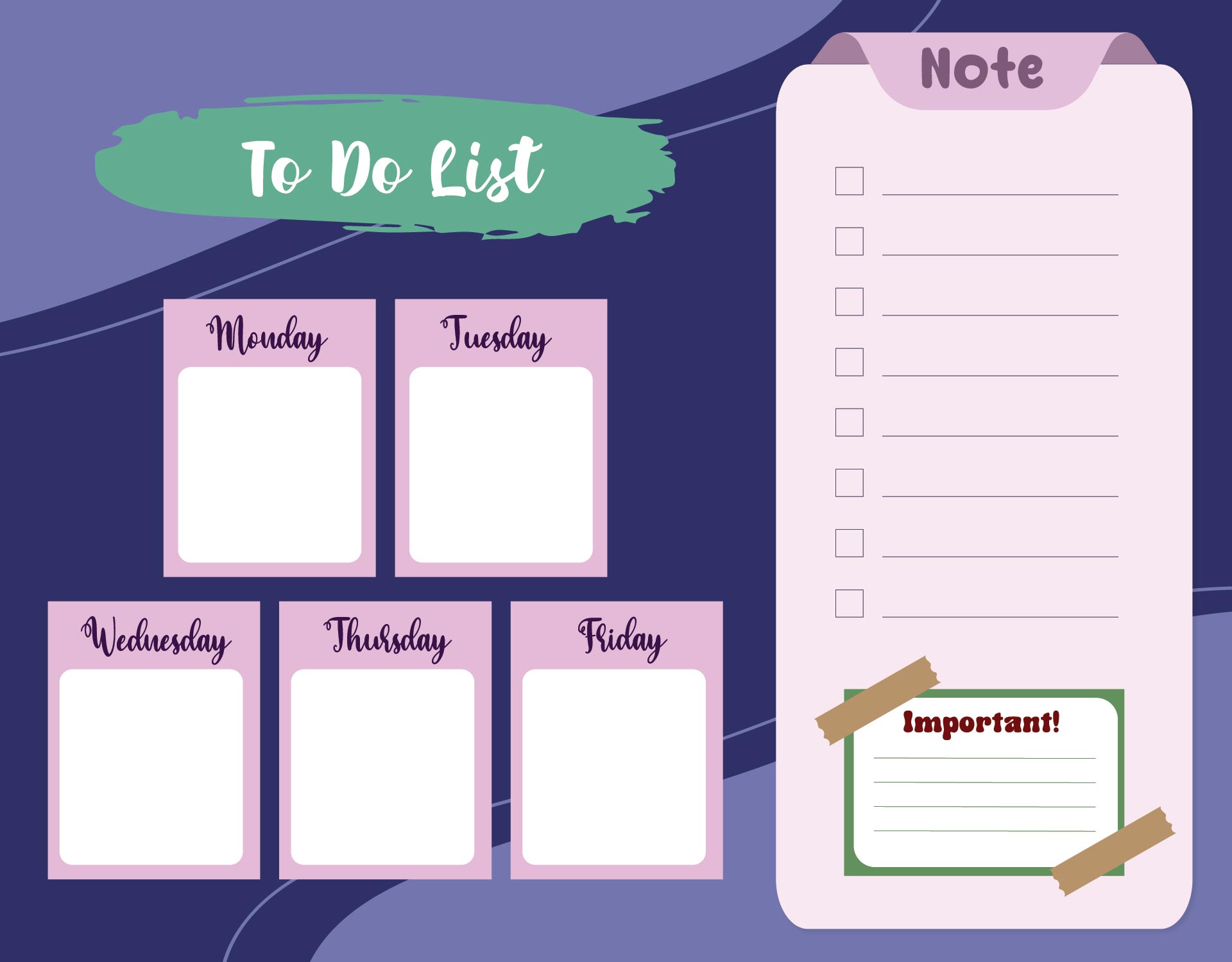 work planner monday to friday 32