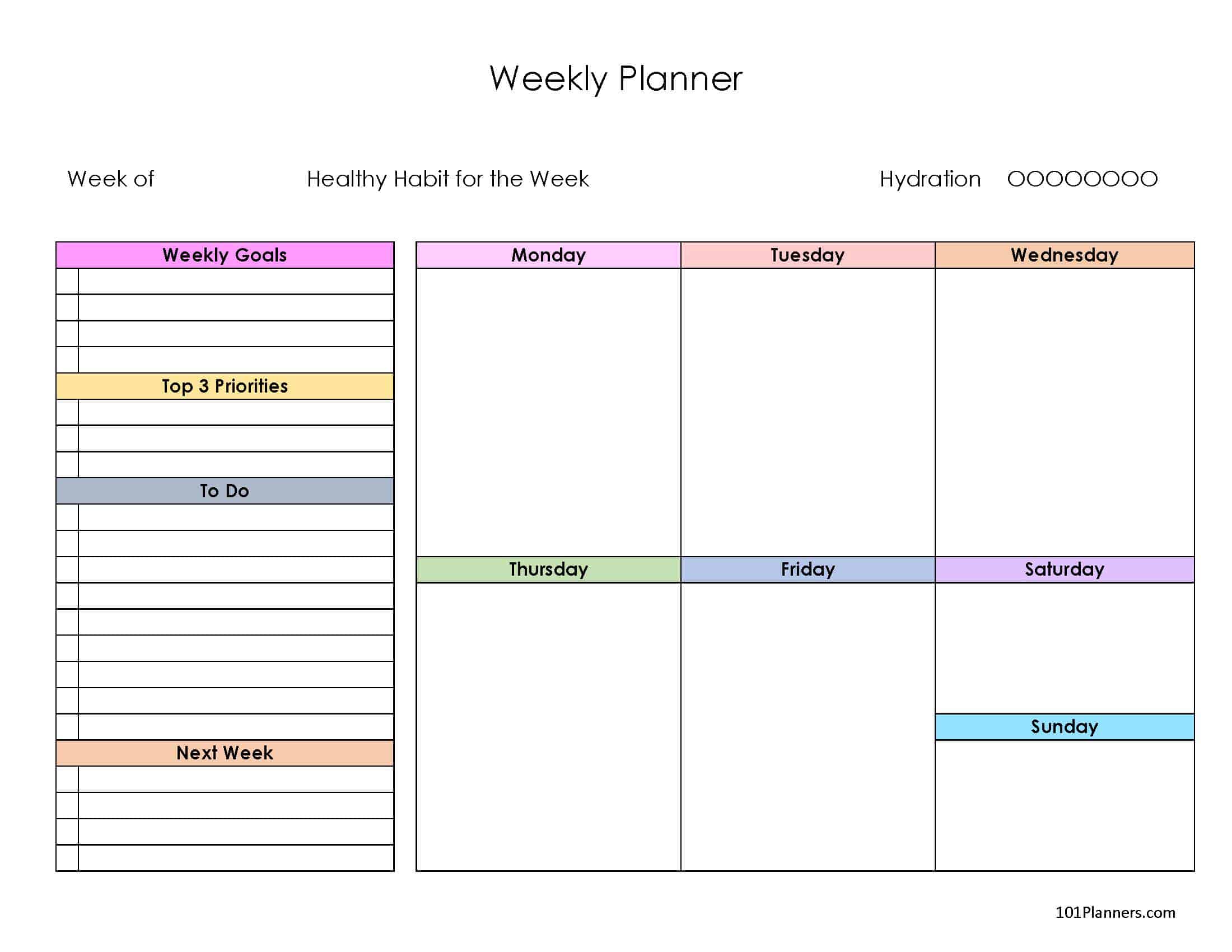 work planner monday to friday 39