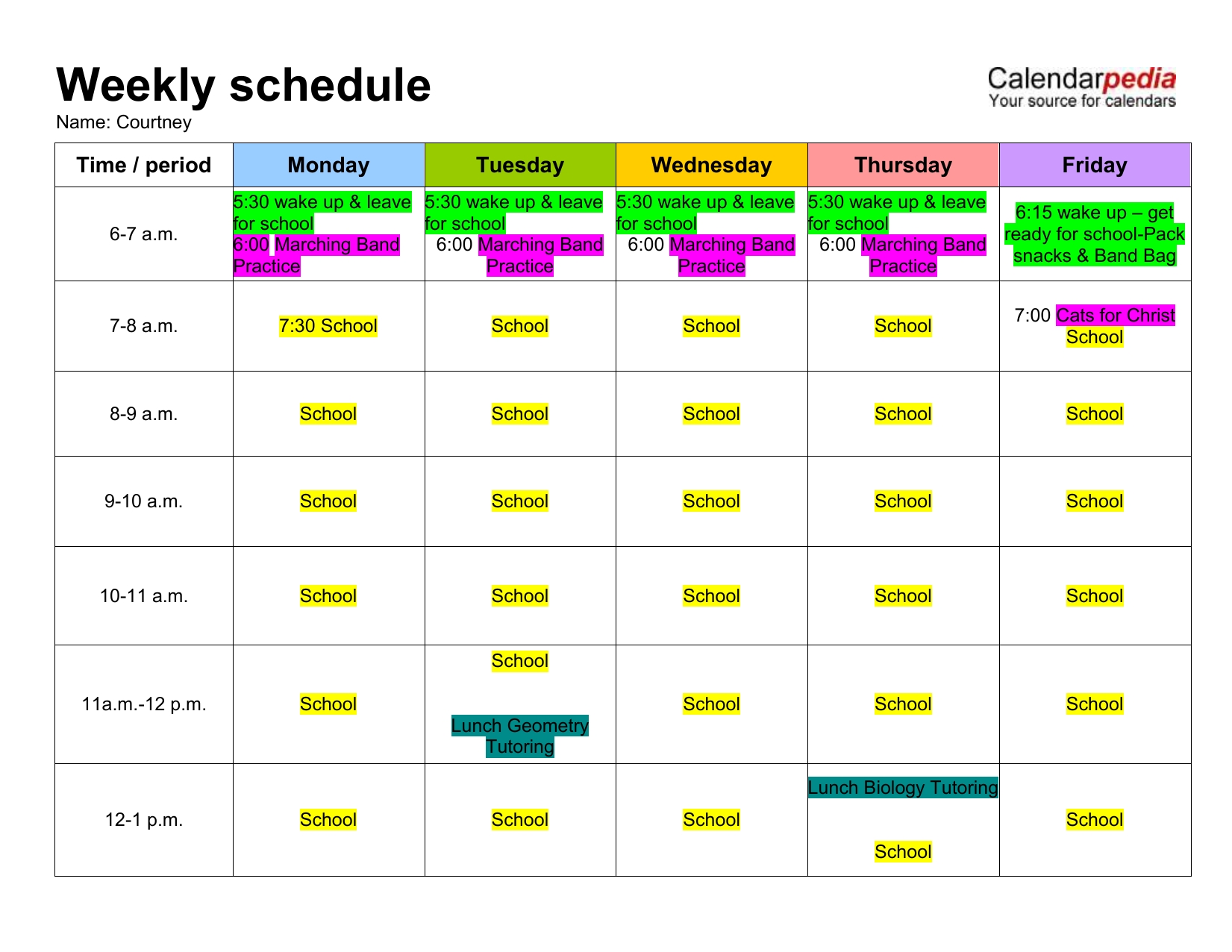 work planner monday to friday 46