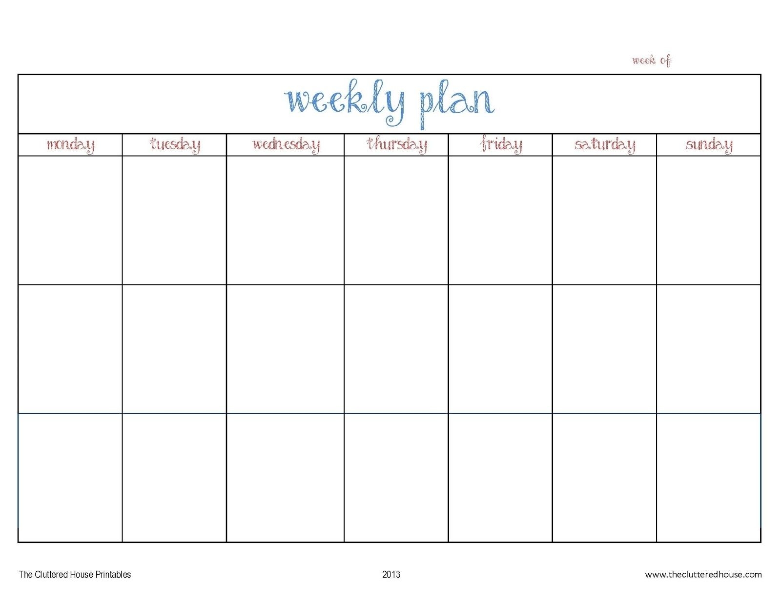 work planner monday to friday 51