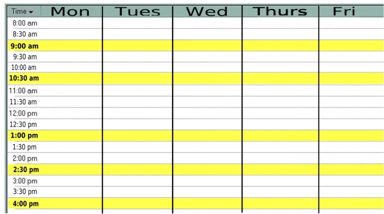 work planner monday to friday 68