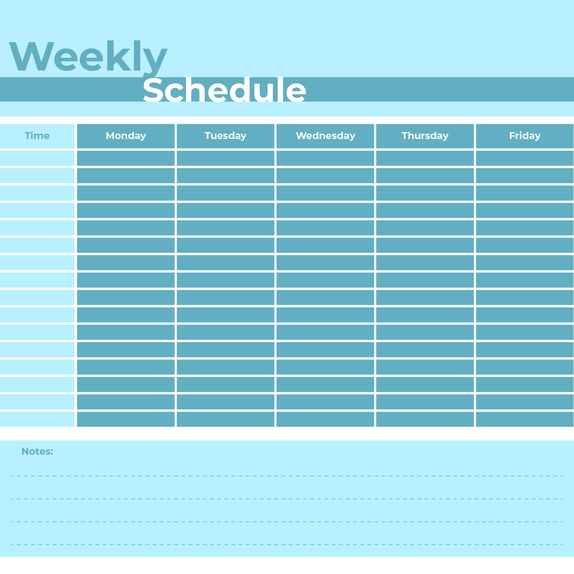 work planner monday to friday 7