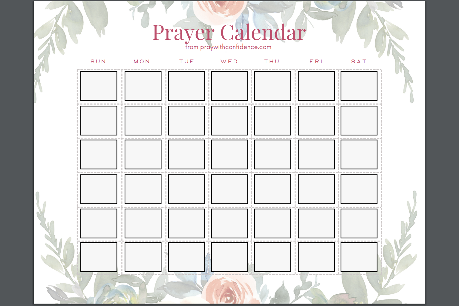 work prayer calendar tempate 10