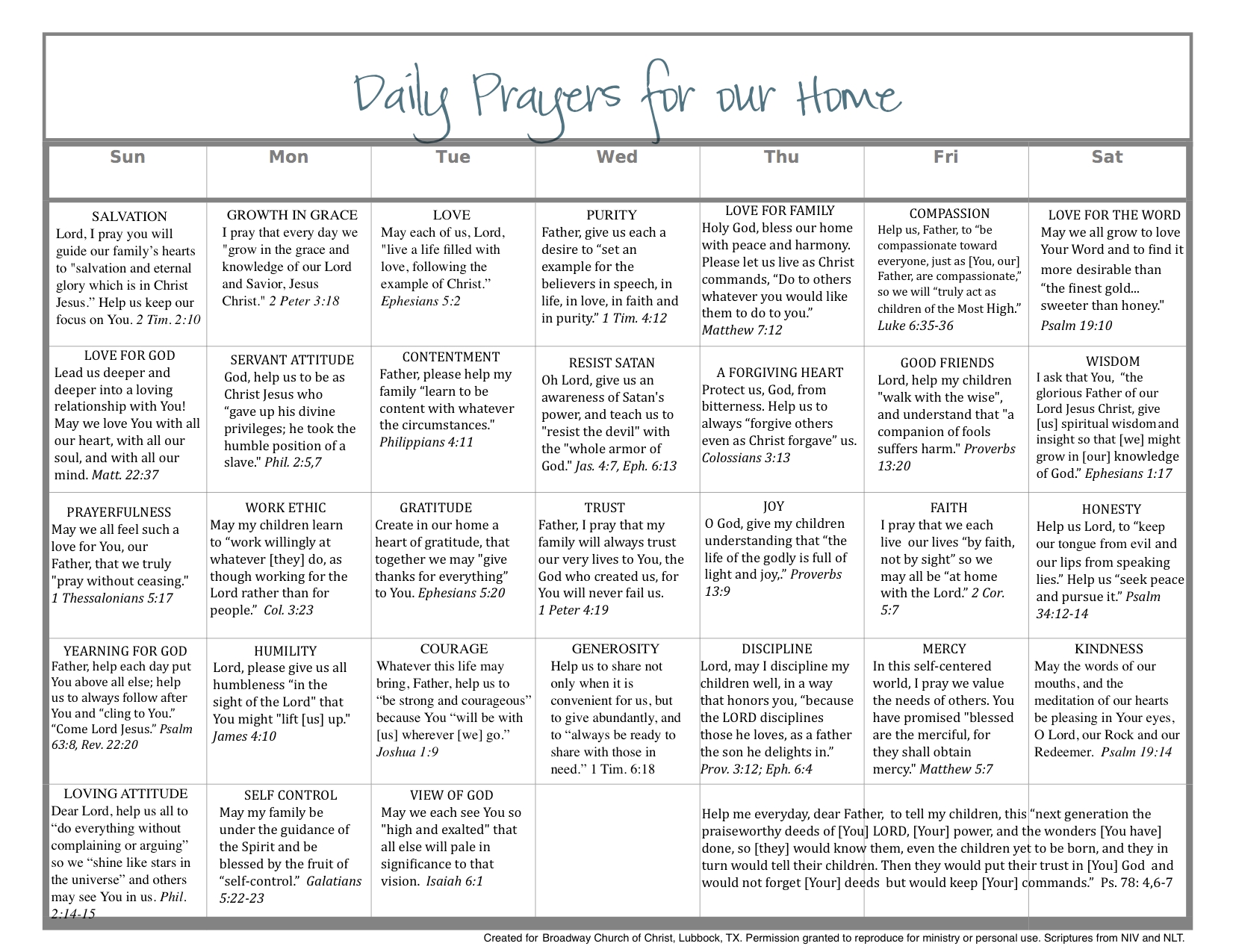 work prayer calendar tempate 23