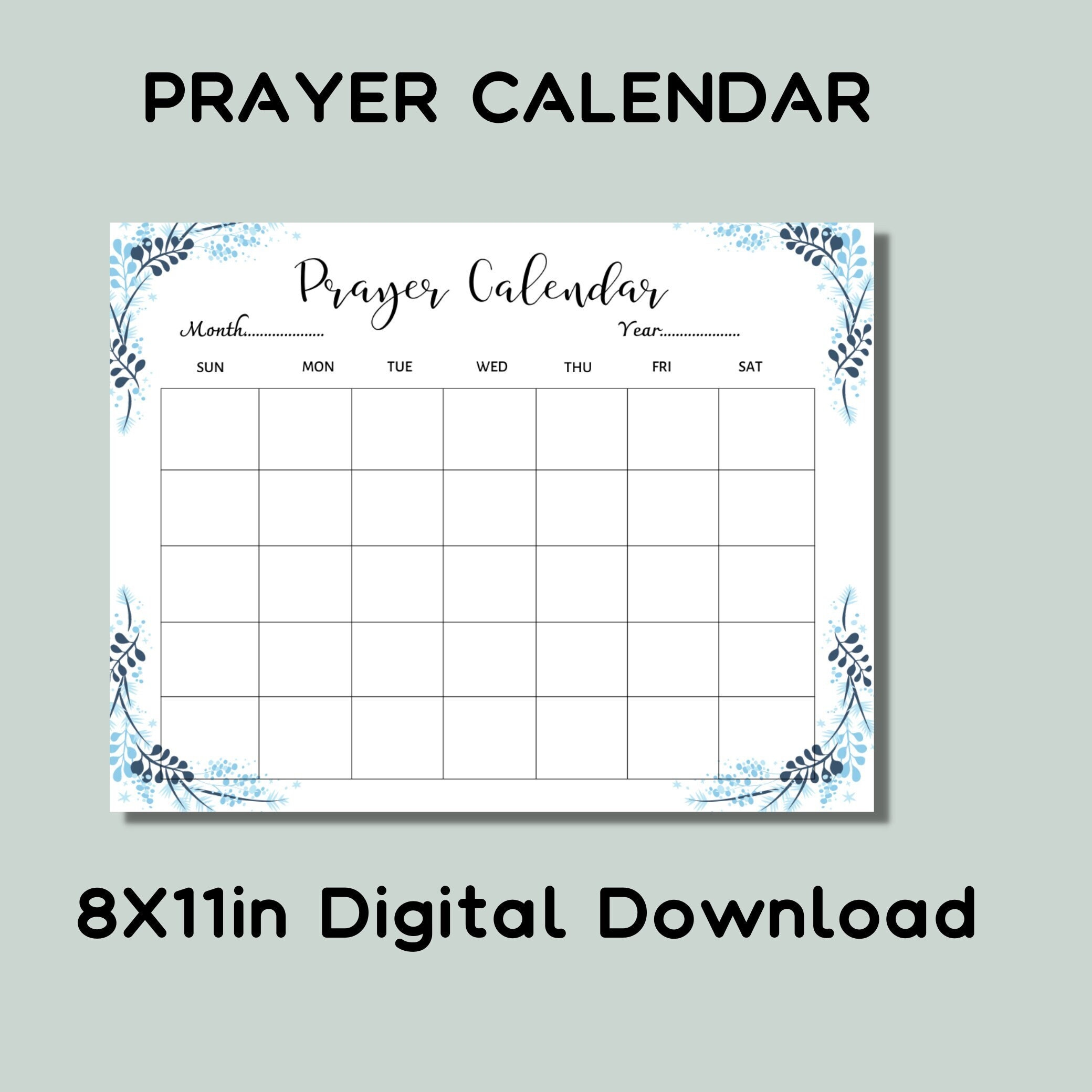 work prayer calendar tempate 28