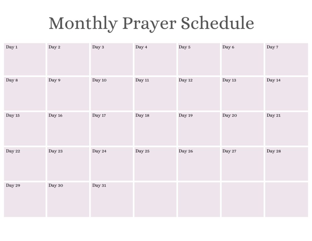 work prayer calendar tempate 4