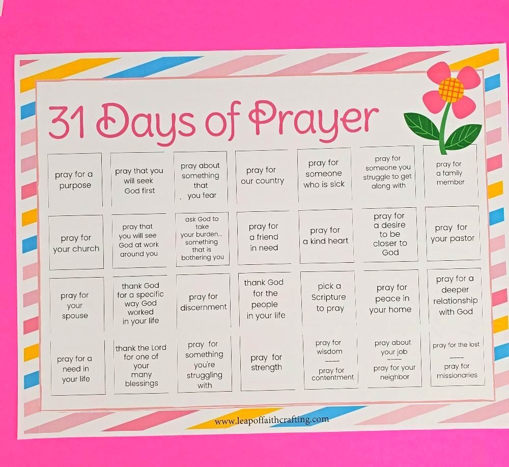 work prayer calendar tempate 5