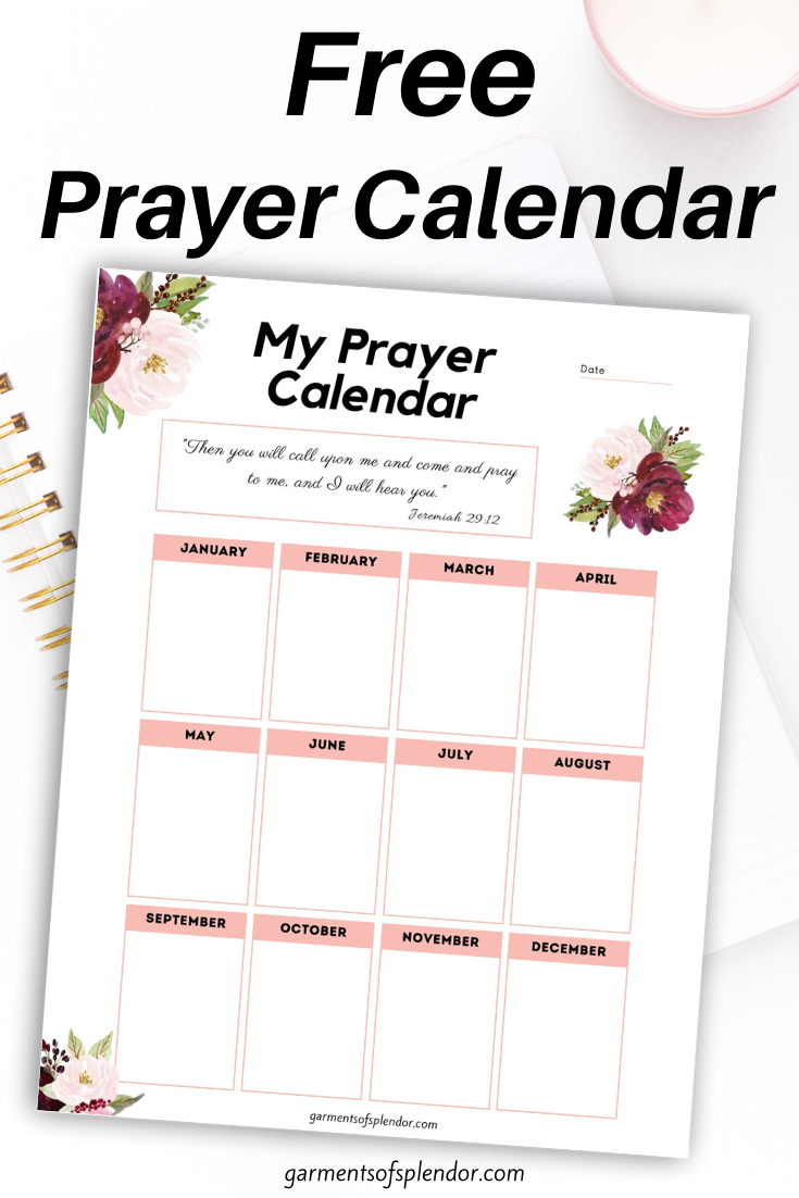 work prayer calendar tempate 50