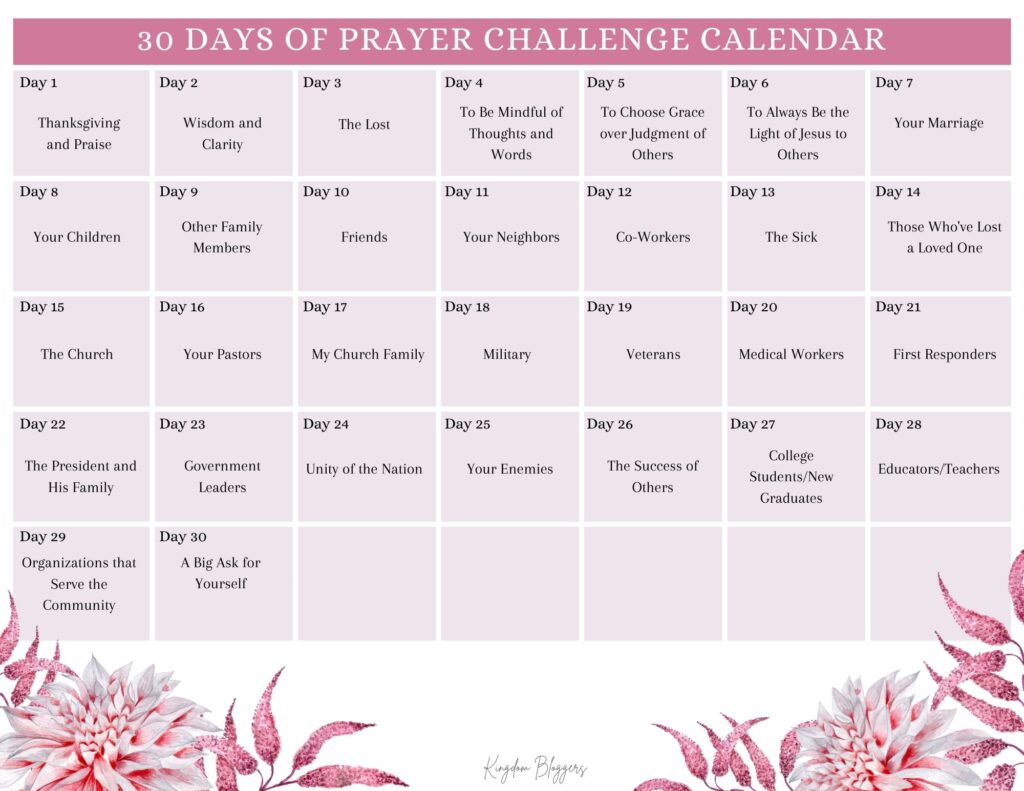 work prayer calendar tempate 65