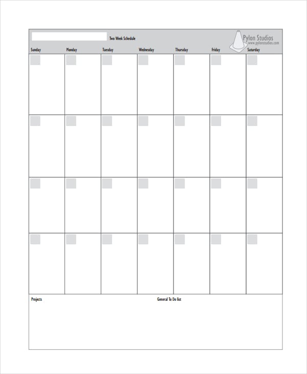 2 week calendar free printable 60
