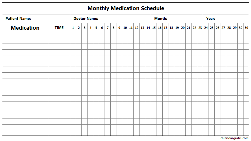 28 day calendar for multi dose medications 28