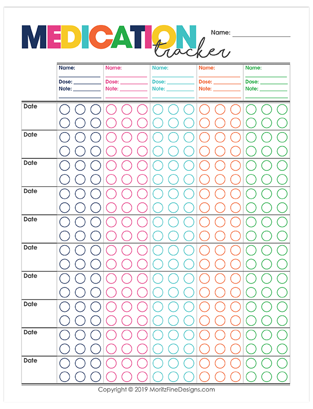 28 day calendar for multi dose medications 29
