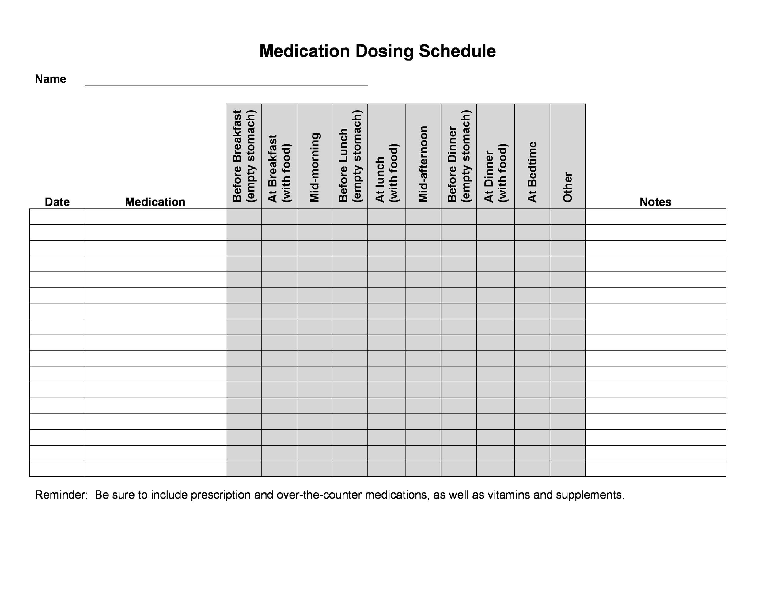 28 day calendar for multi dose medications 45
