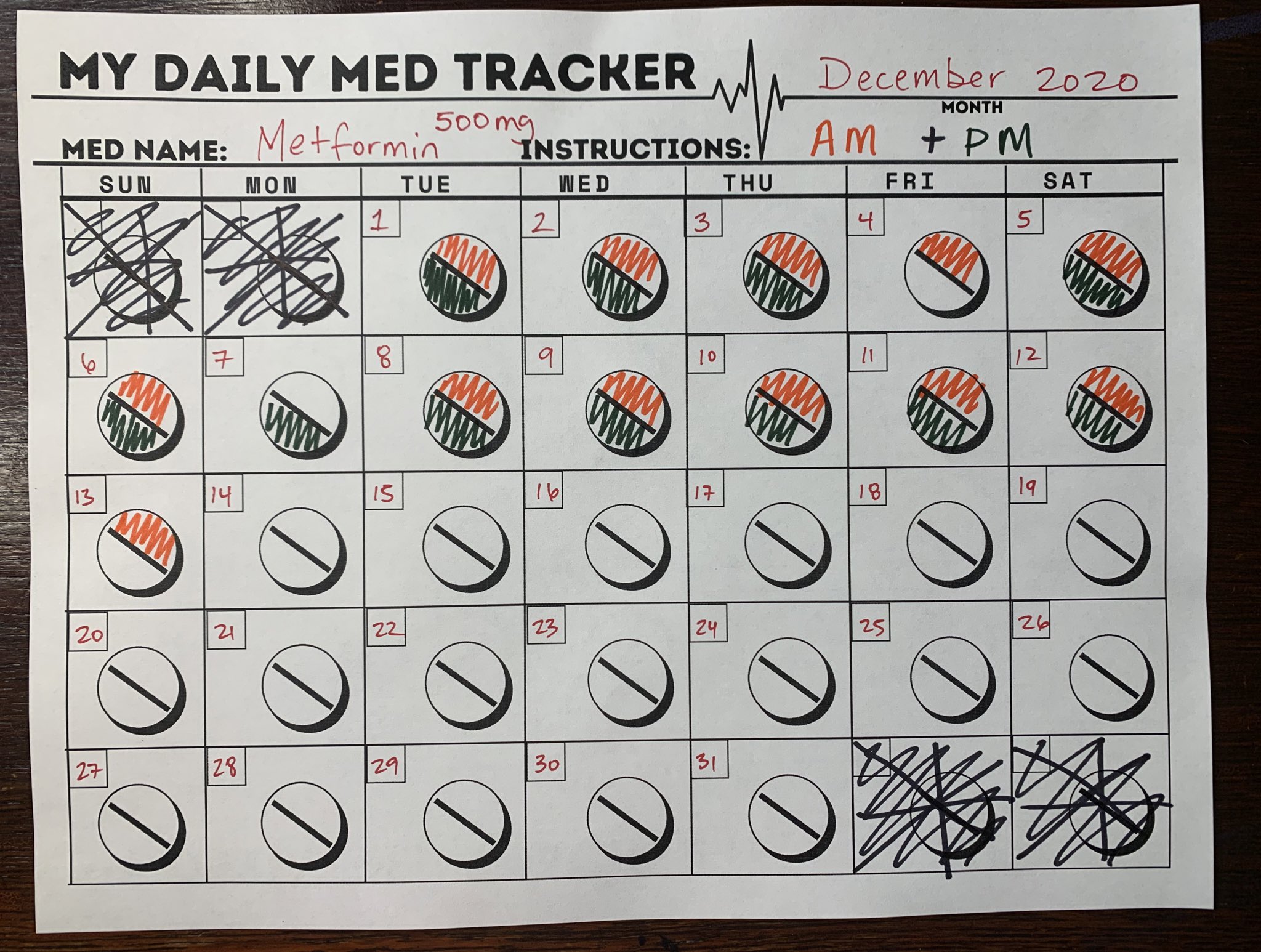 28 day calendar for multi dose medications 53