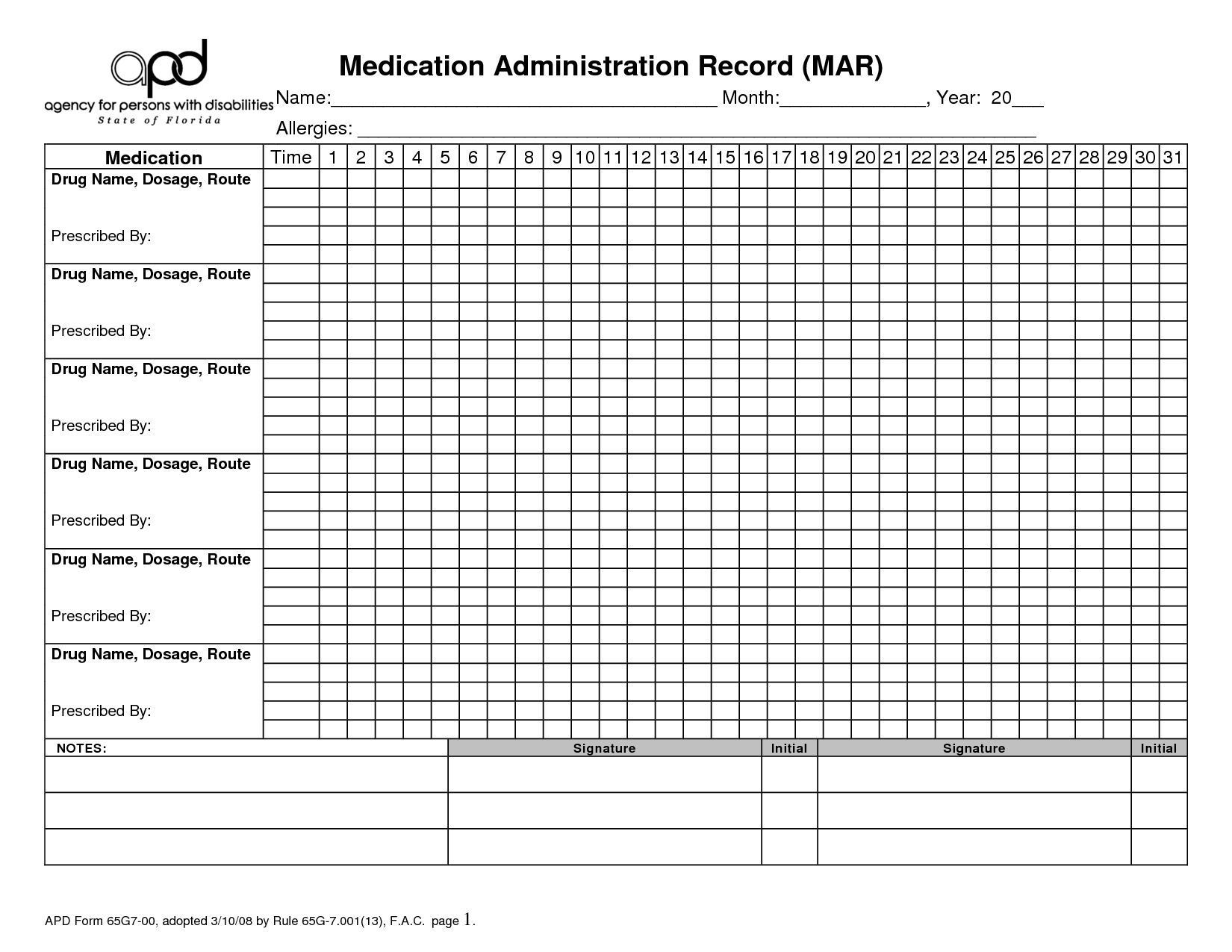 28 day calendar for multi dose medications 7