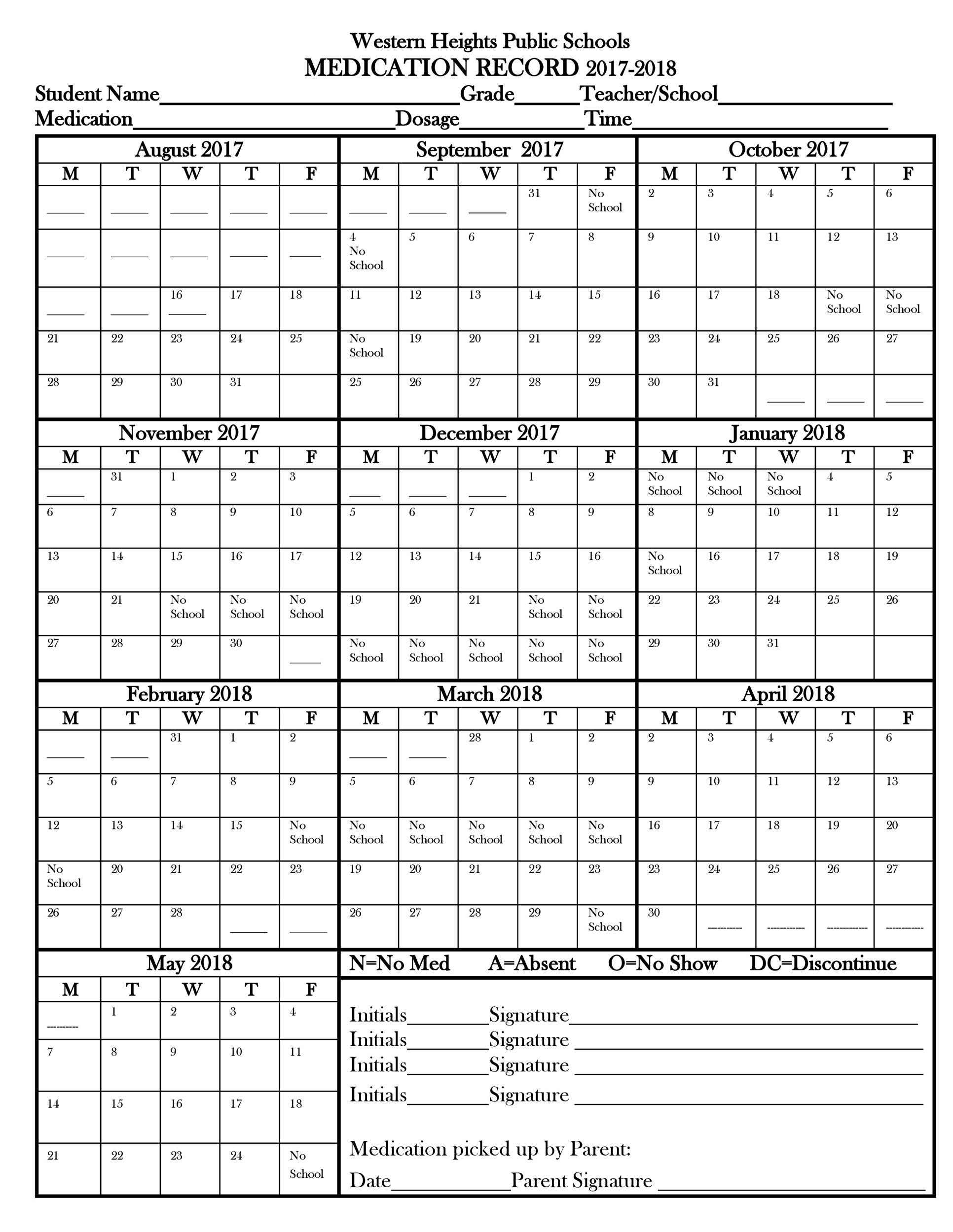 28 day calendar for multi dose medications 73