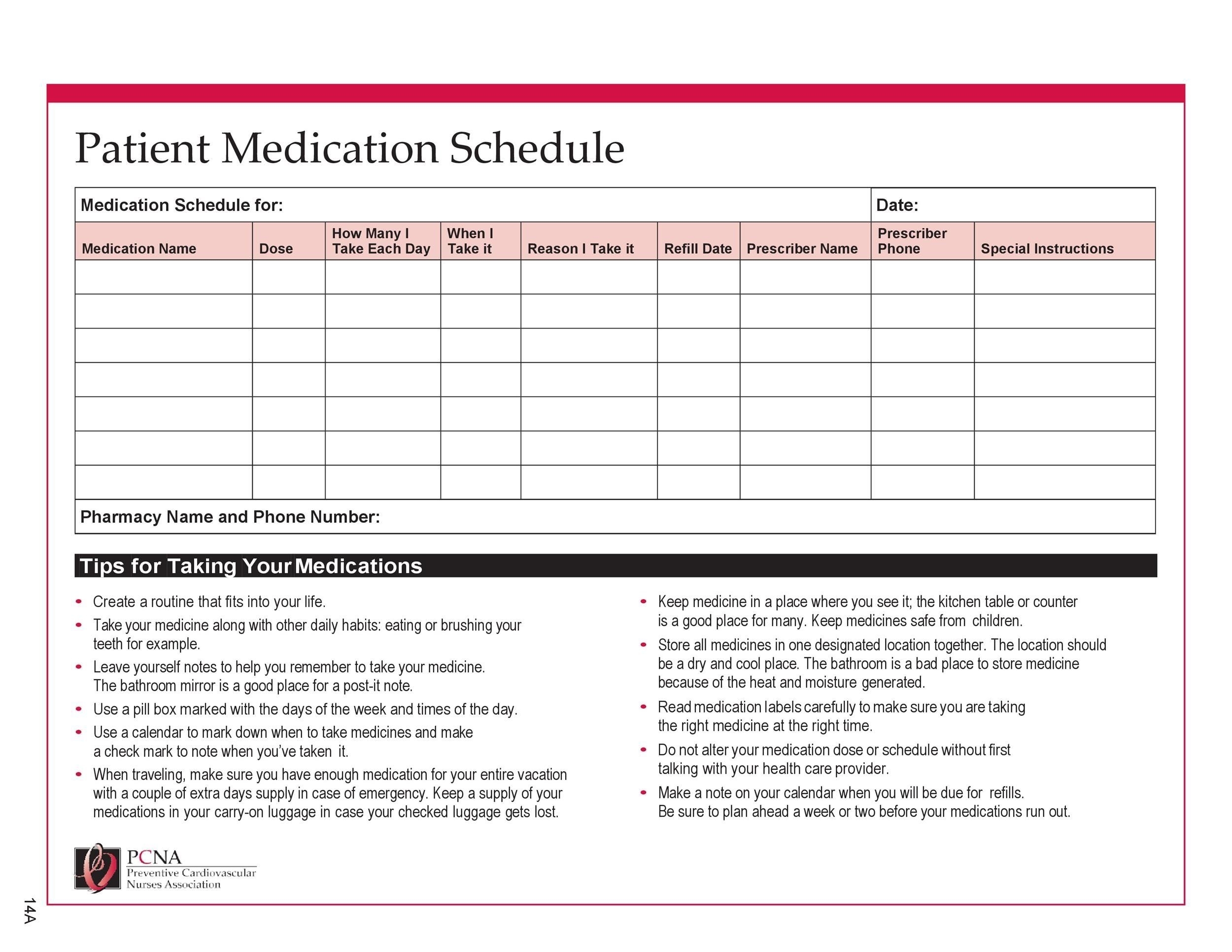 28 day calendar for multi dose medications 9
