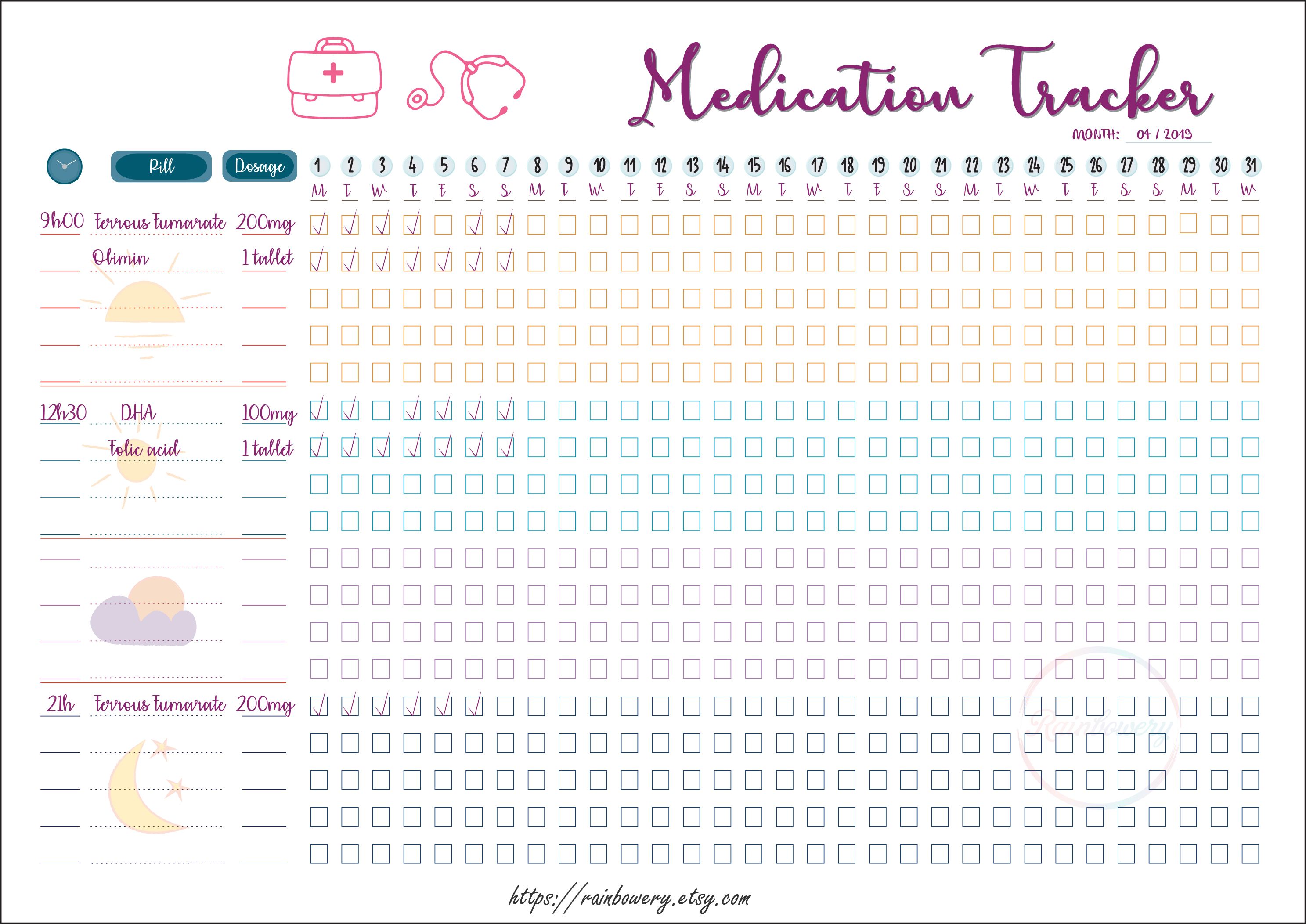 28 day calendar for multi dose medications 91