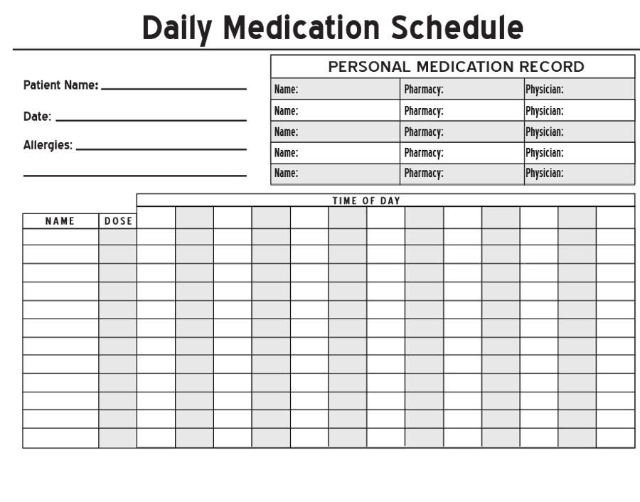28 day calendar for multi dose medications 93
