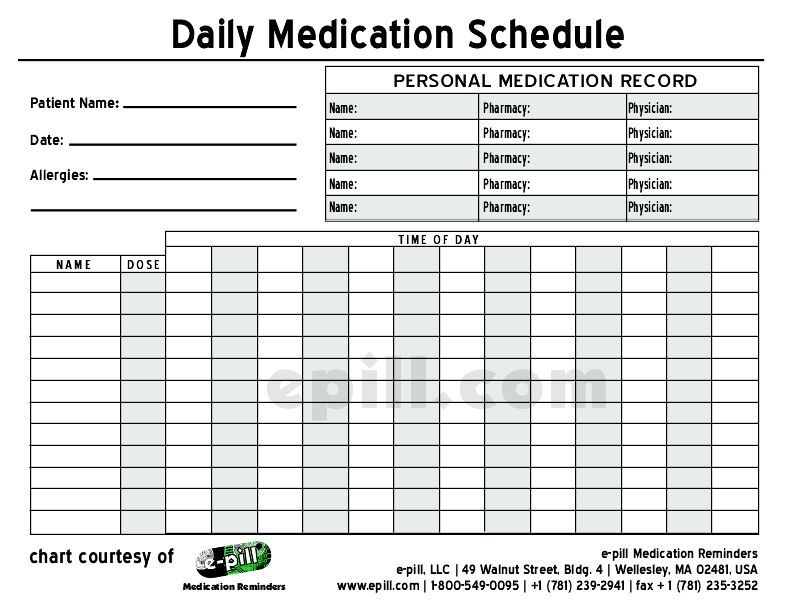 28 day calendar for multi dose medications 96