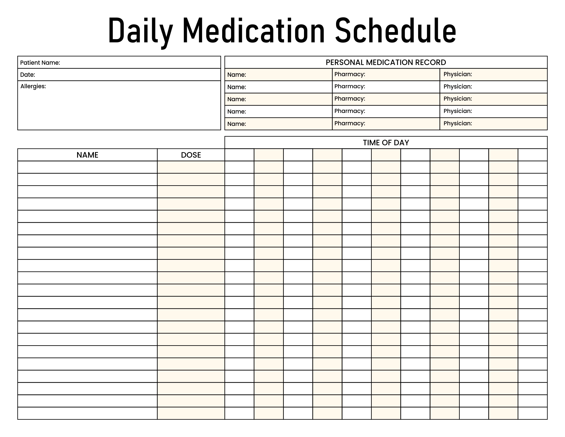 28 day medication calender 50