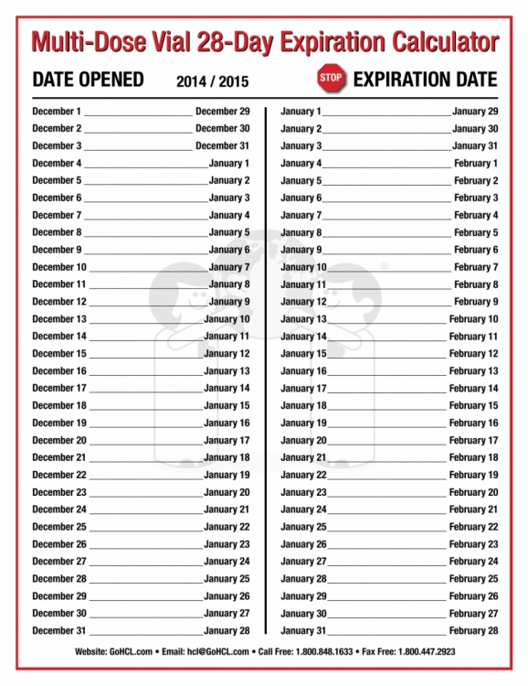 28 day medication calender 70